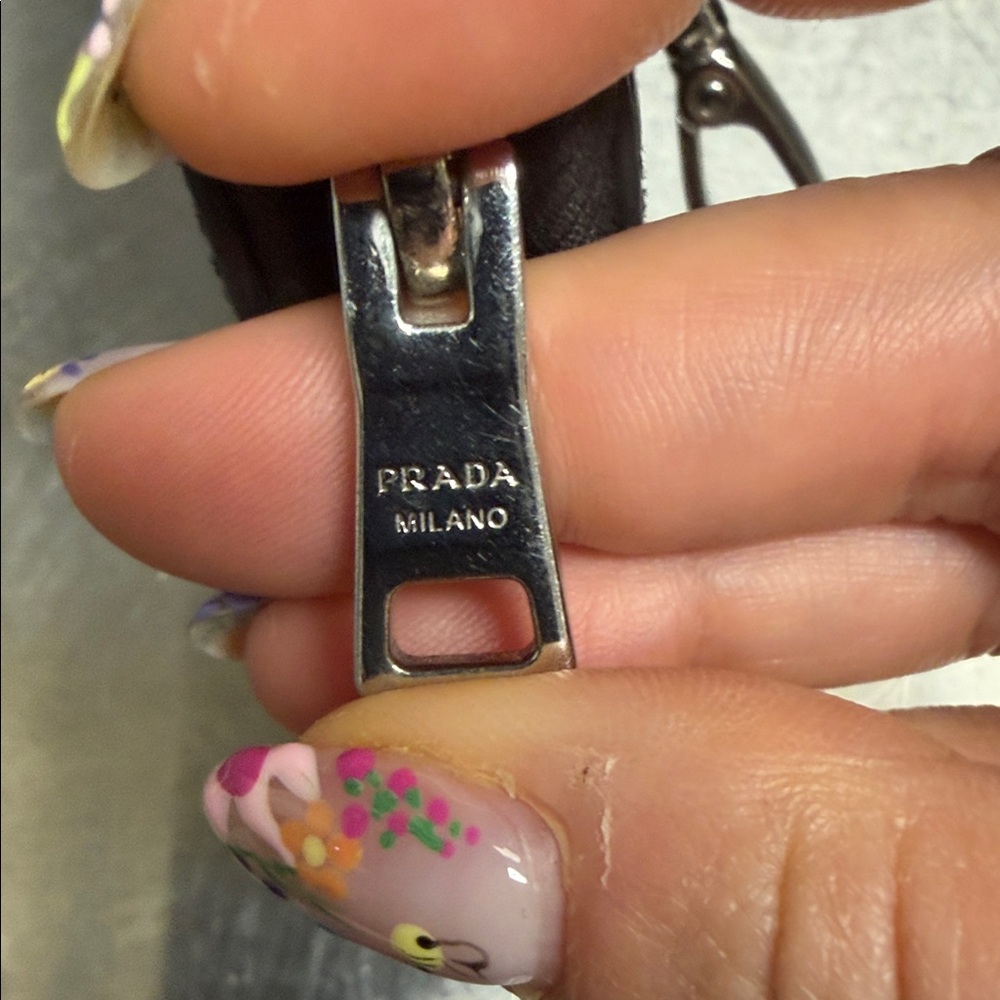 Prada Black Triangular Leather Pouch-Used As Is - image 5